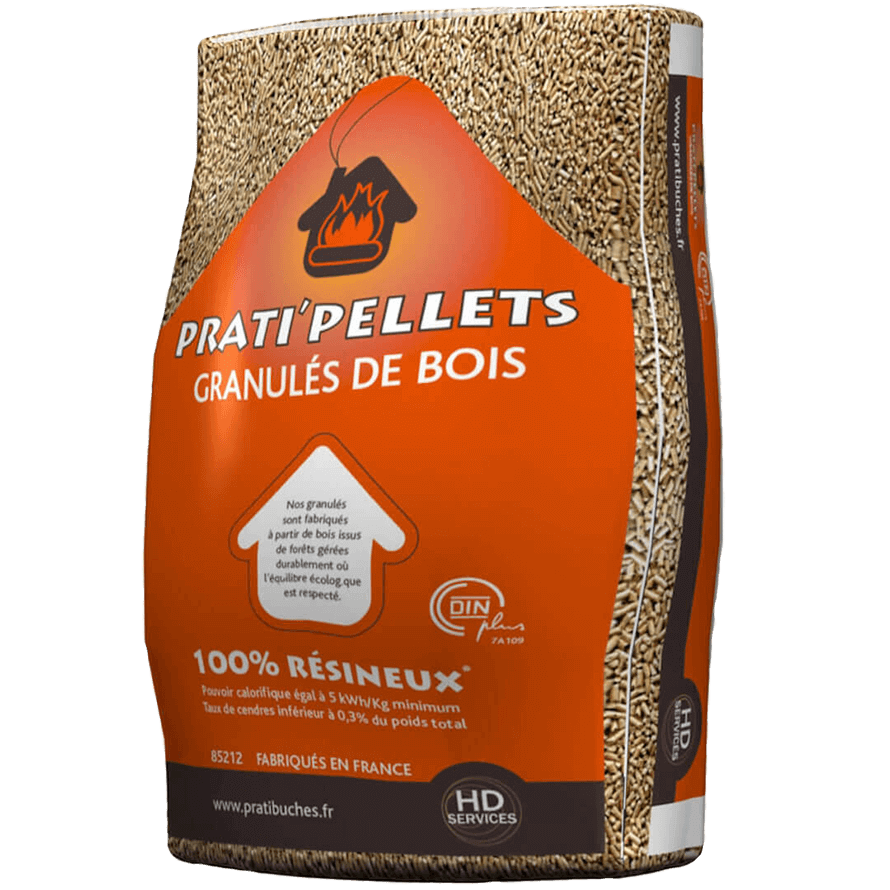 Pellets Prati’Pellets DIN+, sacs de 15 kg en bois résineux pour poêles à granulés