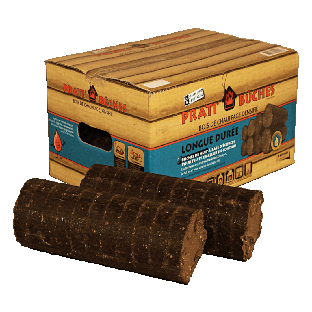 Bûche compressée de nuit Prati’bûches – Chaleur longue durée