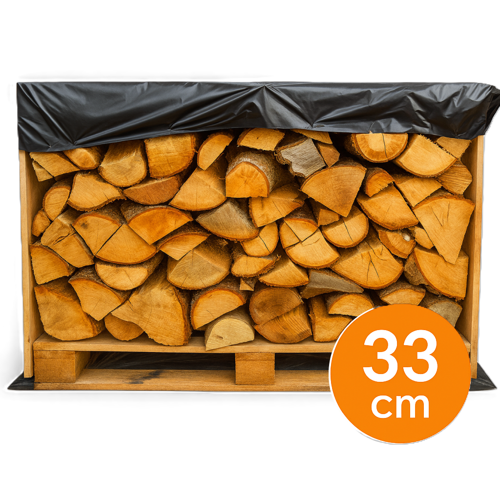 Caisse de bûches de bois 33 cm Prati’Bûches – bois traditionnel sec prêt à l’emploi.